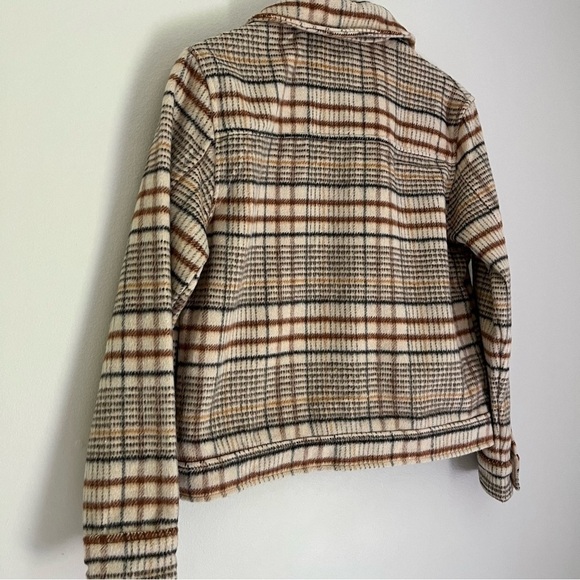 Joie Wool Women’s Button Front Pockets Plaid Jacket Shacket Tan Brown Size Small - Picture 6 of 9